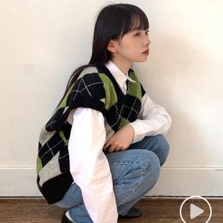 ザラ(ZARA)のnugu アーガイルニットベスト(ニット/セーター)