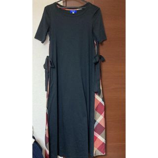 バーバリーブルーレーベル(BURBERRY BLUE LABEL)のブルーレーベル　クレストブリッジ    美品　ワンピース　赤　チェック　リボン(ひざ丈ワンピース)