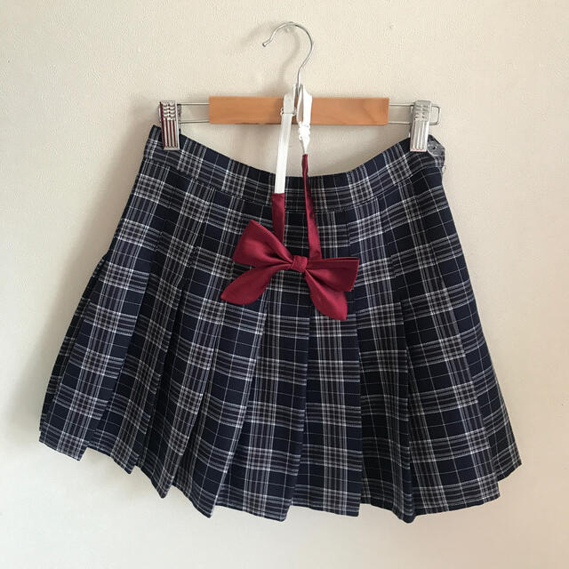 なんちゃって制服 プリーツスカート リボン セット レディースのスカート(ミニスカート)の商品写真