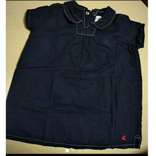 プチバトー(PETIT BATEAU)のusedプチバトーワンピース24M/86㎝ネイビー(ワンピース)