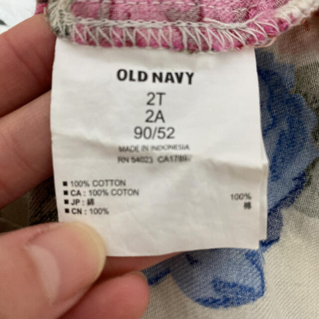 Old Navy(オールドネイビー)のOLD NAVY 花柄シャツワンピース　80〜90cm キッズ/ベビー/マタニティのキッズ服女の子用(90cm~)(ワンピース)の商品写真