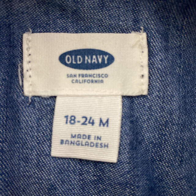 Old Navy(オールドネイビー)のOLD NAVY デニムワンピース  七分袖　80〜90cm キッズ/ベビー/マタニティのベビー服(~85cm)(ワンピース)の商品写真