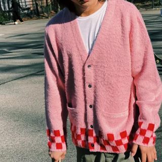 supreme brushed checkerboard cardigan