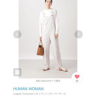 ヒューマンウーマン(HUMAN WOMAN)のヒューマンウーマン【20SS】 コットンリネンのサロペット、オーバオール★美品★(サロペット/オーバーオール)