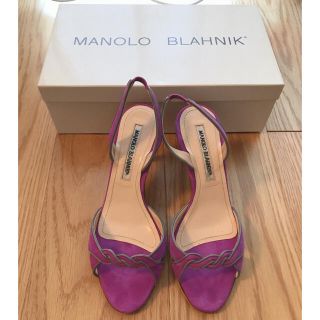 マノロブラニク(MANOLO BLAHNIK)の美品マノロブラニクMANOLO BLAAHNIKパープルサンダル341/2(サンダル)