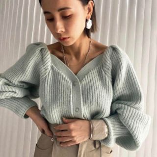 アメリヴィンテージ(Ameri VINTAGE)の新品　Ameri vintage 2way puff cardigan ミント(ニット/セーター)