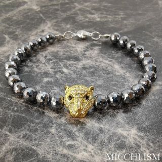 虎ヘッドジルコニアテラヘルツキラキラブレスレット 6mm 12mm GOLD(ブレスレット)