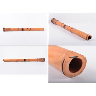 和楽器　木管楽器　木製　尺八　縦笛　在銘　収納袋付　V　R3427