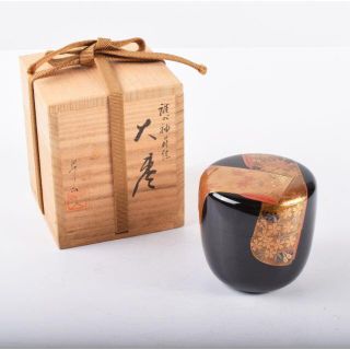 茶道具　輪島塗　昇山作　青貝螺鈿　誰ヶ袖蒔絵銀溜　大棗　共箱　M　R3431(漆芸)