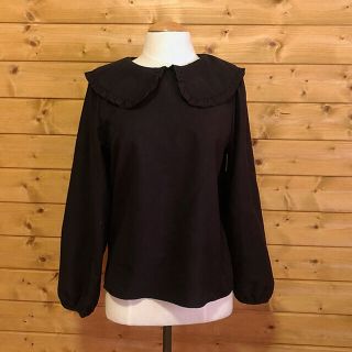 しまむら フリル襟 ビッグカラー ブラウス 黒 無料配達 ビックカラー ニット フリル襟 ヴィンテージ vintage ニット/セーター