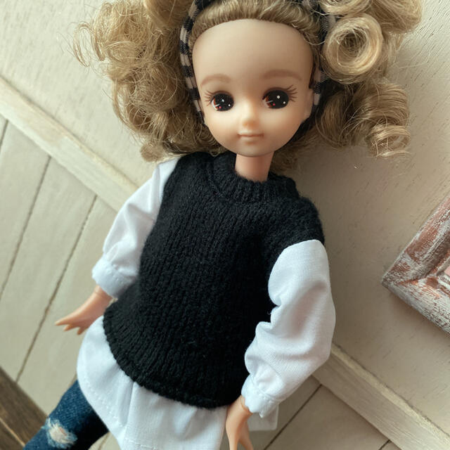 保障できる リカちゃん　洋服　レイヤード❤️切り替え　ニットセーター　ハンドメイド 人形