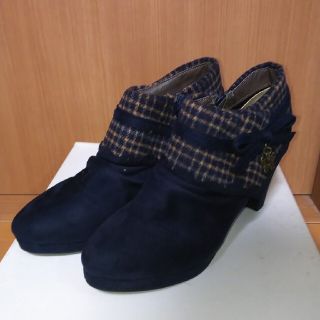 アクシーズファム(axes femme)のaxes femme チェック×リボンブーティ Mサイズ 新品(ブーティ)