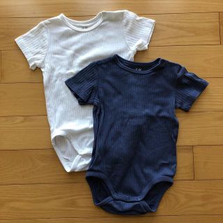 エイチアンドエム(H&M)のH&M オーガニックコットンリブロンパース2枚セット(6-9M)(ロンパース)