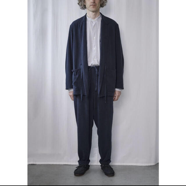 コモリ　シルクネップテーパードパンツ　Navy