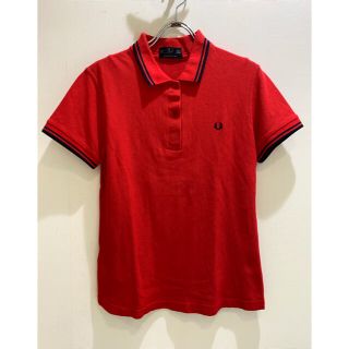 FRED PERRY - フレッドペリー 英国製 ライン入り ポロシャツ 赤×紺