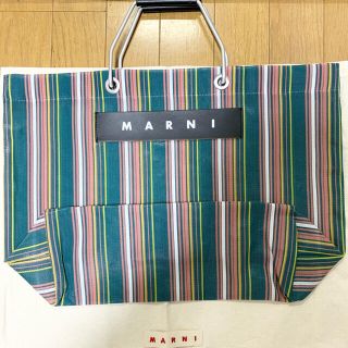 マルニ MARNI FLOWER CAFE トートバッグ ストライプ グリーン