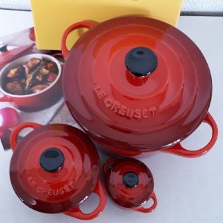 ルクルーゼ(LE CREUSET)の【新品・未使用】ル・クルーゼ鍋　ル・クルーゼココット　3個セット(食器)