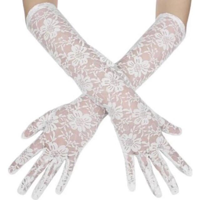 新品 総レース 手袋 ロング グローブ  UVケア 白 レディースのファッション小物(手袋)の商品写真