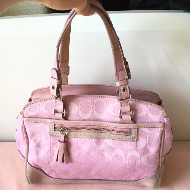 COACH(コーチ)の♥激安♥格安 美品 正規品 COACH ハンドバッグ ピンク シグネチャー レディースのバッグ(ハンドバッグ)の商品写真