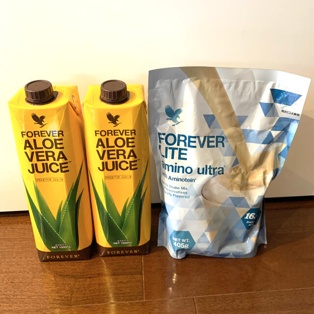 フォーエバーアロエベラジュース1000ml×2本とアミノウルトラ1袋