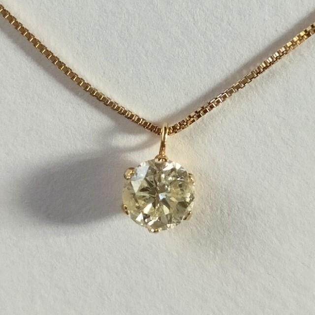 篠原・K18YG 一粒ダイヤネックレス・0.54ct・イエローダイヤモンド