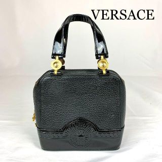 ジャンニヴェルサーチ(Gianni Versace)のVERSACE ヴェルサーチ　レザー　ロゴ　太陽金具　ハンドバッグ(ハンドバッグ)