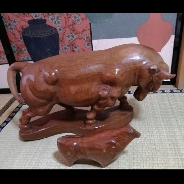 牛 親子 子牛 親牛 木彫 骨董品 古美術 木製 牛 親子 子牛 親牛 木彫 骨董品 古美術 木製