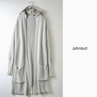 ジョンブル(JOHNBULL)の　Johnbull フード付きロングカーディガン  コーディガン　グレー　着流し(ニットコート)