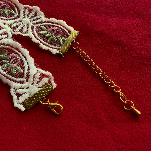 Lochie(ロキエ)の୨୧ Vintage rétro rose lace choker ハンドメイドのアクセサリー(ネックレス)の商品写真
