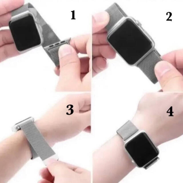 SALE♠︎ Apple watch ミラネーゼバンド シルバー　42/44 メンズの時計(金属ベルト)の商品写真