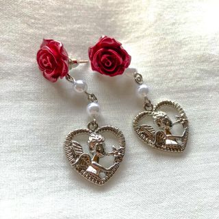 ロキエ(Lochie)の୨୧ Vintage rétro Angel rose pierce(ピアス)