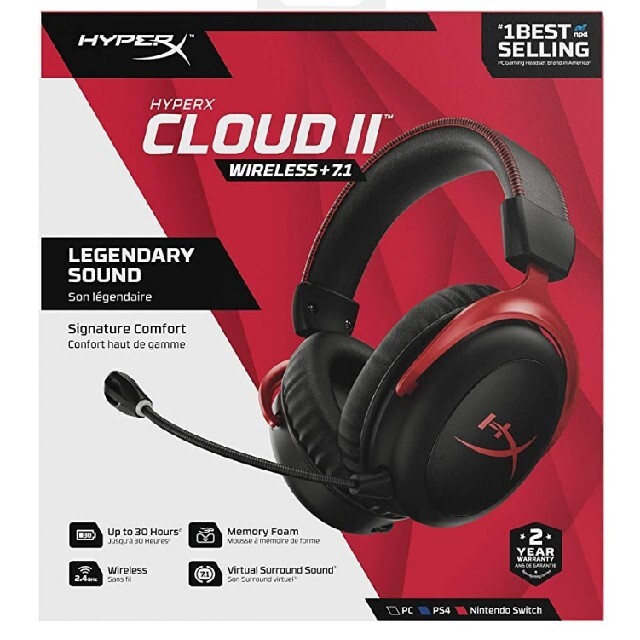 PC/タブレットHyperX Cloud II ワイヤレスゲーミングヘッドセット