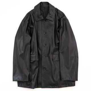 サンシー(SUNSEA)のFAKE LEATHER CAR JACKET "BLACK"(レザージャケット)