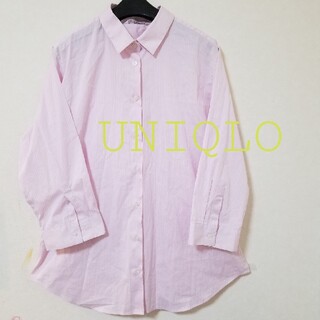 ユニクロ(UNIQLO)のピンクのストライプシャツ(シャツ/ブラウス(長袖/七分))