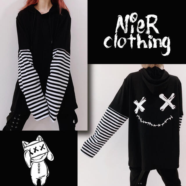 NieR LONG SLEEVE LAYERED HOODIE カットソー レディースのトップス(カットソー(長袖/七分))の商品写真