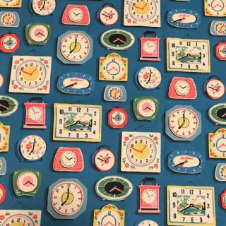 キャスキッドソン(Cath Kidston)のキャスキッドソン　生地　clocks ブルー(生地/糸)