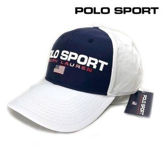 ポロラルフローレン(POLO RALPH LAUREN)のポロスポーツ ベースボールキャップ 復刻 軽量 男女兼用 白 紺 190131(キャップ)