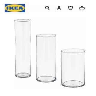 イケア(IKEA)のIKEA イケア　シリンデル クリアガラス　花瓶3点セット(花瓶)