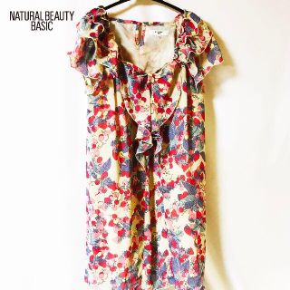 ナチュラルビューティーベーシック(NATURAL BEAUTY BASIC)の【NATURAL BEAUTY BASIC】シフォン地 ティアード ワンピース(ひざ丈ワンピース)