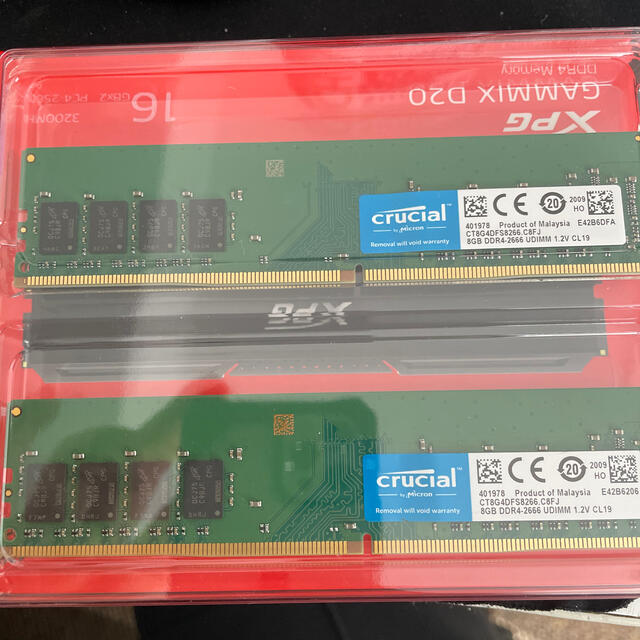 クルーシャル　DDR4-2666 メモリ　8G×2枚 1