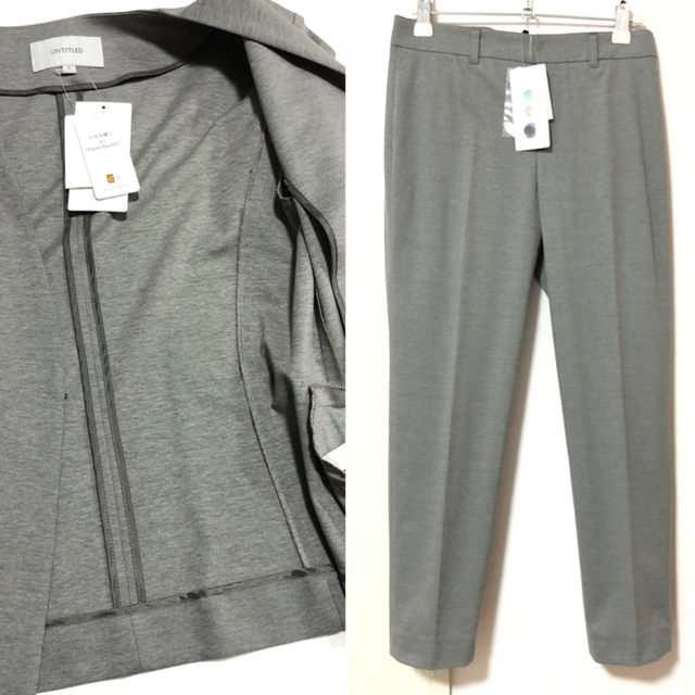 UNTITLED(アンタイトル)の新品タグ付✨UNTITLED パンツスーツ ノーカラー UVカット 接触冷感 レディースのフォーマル/ドレス(スーツ)の商品写真
