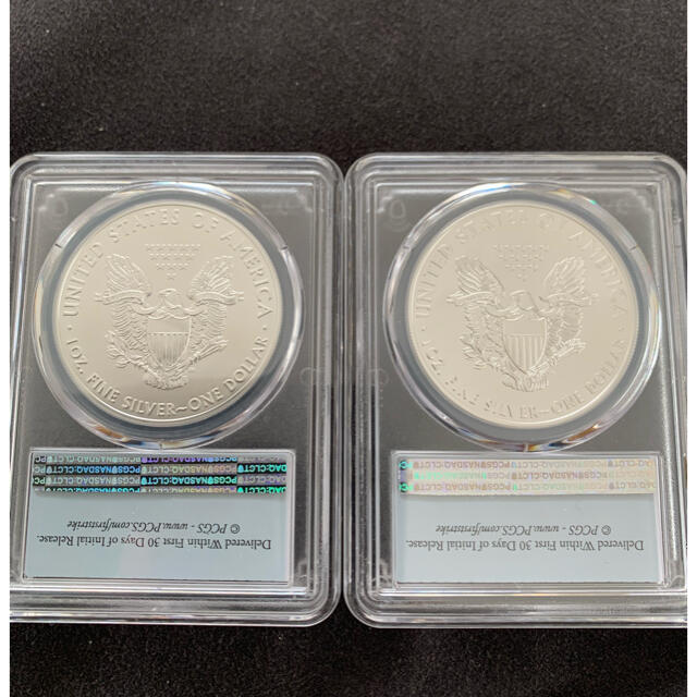 ☆安心の最高鑑定〜イーグル銀貨 PCGS MS70 2セット 【ポイント10倍