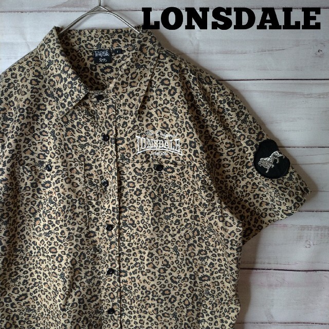 LONSDALE ロンズデール 豹柄 シャツ 半袖　刺繍