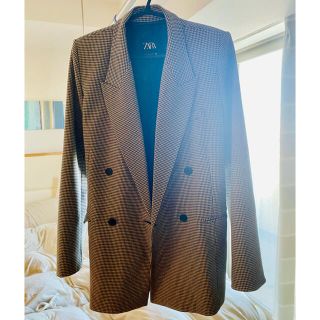 ザラ(ZARA)の【ZARA】グレーチェック・ロング丈ジャケット(テーラードジャケット)