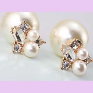 ビジュー&パール　パールキャッチピアス(ピアス)