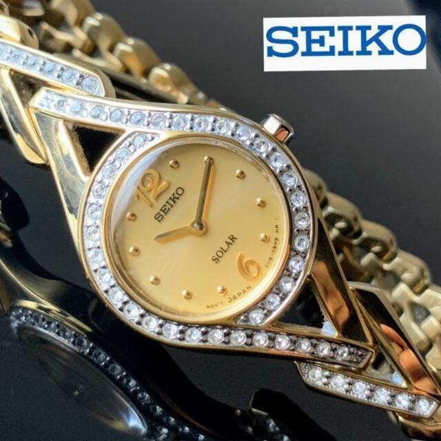 【新品】スワロフスキーダイヤ★セイコー ソーラー SEIKO レディース腕時計