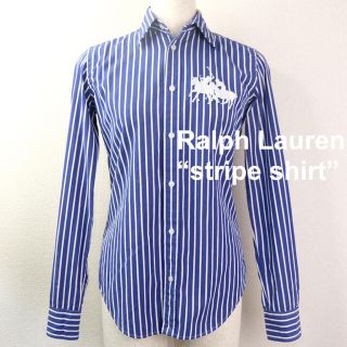 ラルフローレン(Ralph Lauren)のレディース ラルフローレン　ストライプシャツ　ビッグポニー刺繍　古着ヴィンテージ(シャツ/ブラウス(長袖/七分))