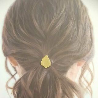 真鍮ヘアーカフ　ヘアゴム　鎚目　多角形　鉱物　欠片かけら　ハンドメイド　卒入学式(ヘアアクセサリー)