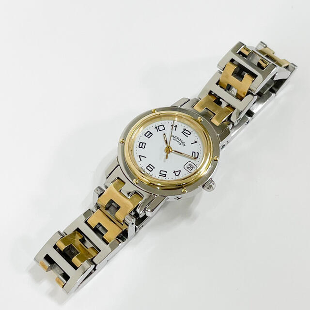 Hermes - 美品 エルメス クリッパー レディース CL4.220 コンビ 腕時計