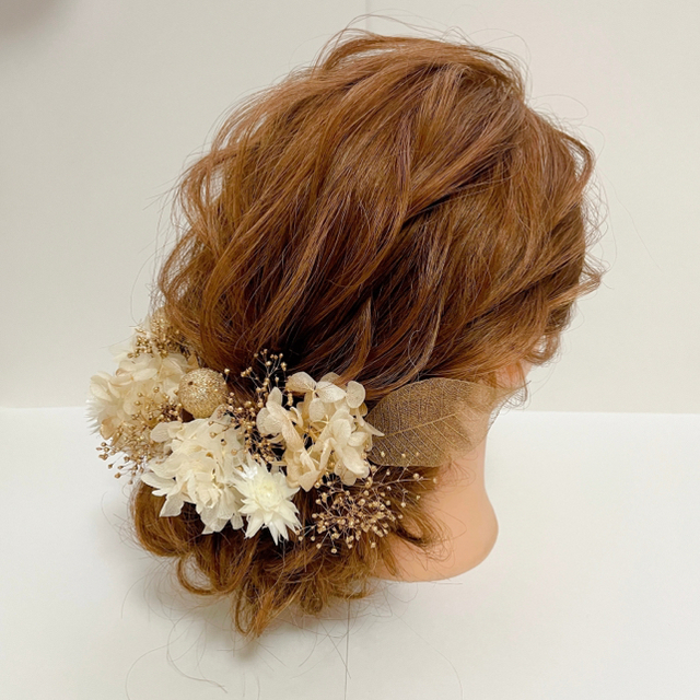 ✴︎ドライフラワーヘッドドレス✴︎金箔ヘアゴールド和装髪飾り ✴︎ドライフラワーヘッドドレス✴︎金箔ヘアゴールド和装髪飾り